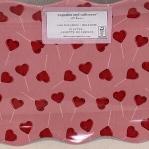 Cupcakes & Cashmere Heart Popsicles Platter Valentine's Serving Tray 19x7.5” NEW